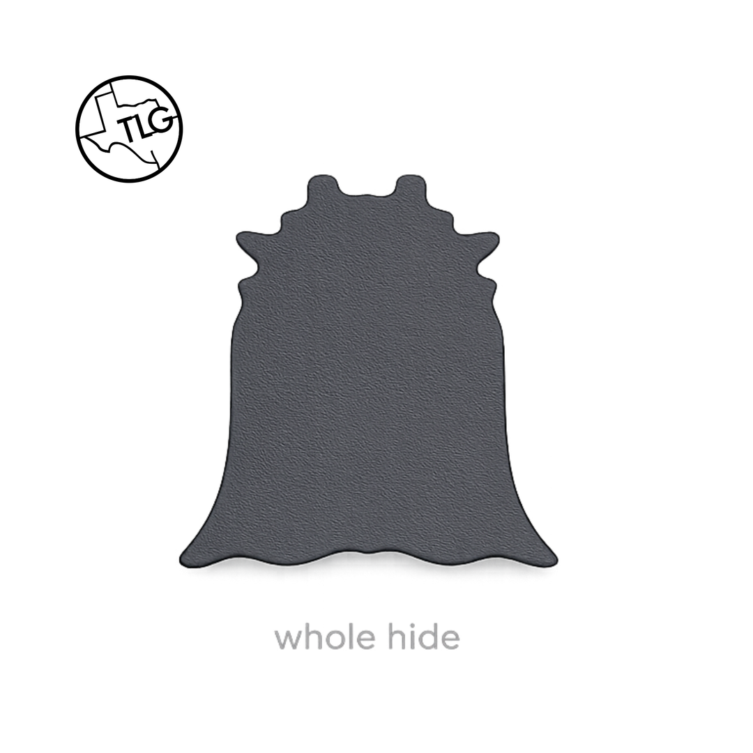 Full cowhide leather hide diagram illustrating whole hide size (approx. 36–44 sq ft)